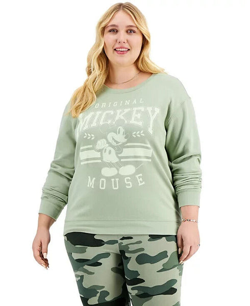Disney Trendy Plus Size Varsity Mickey Mouse-Graphic Sweatshirt Mint Green 2X